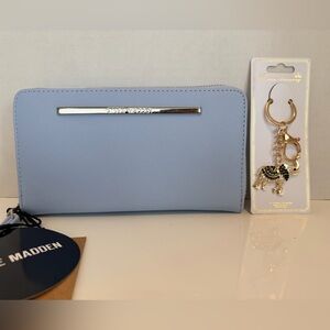 Steve Madden Light Blue Wallet and Keychain